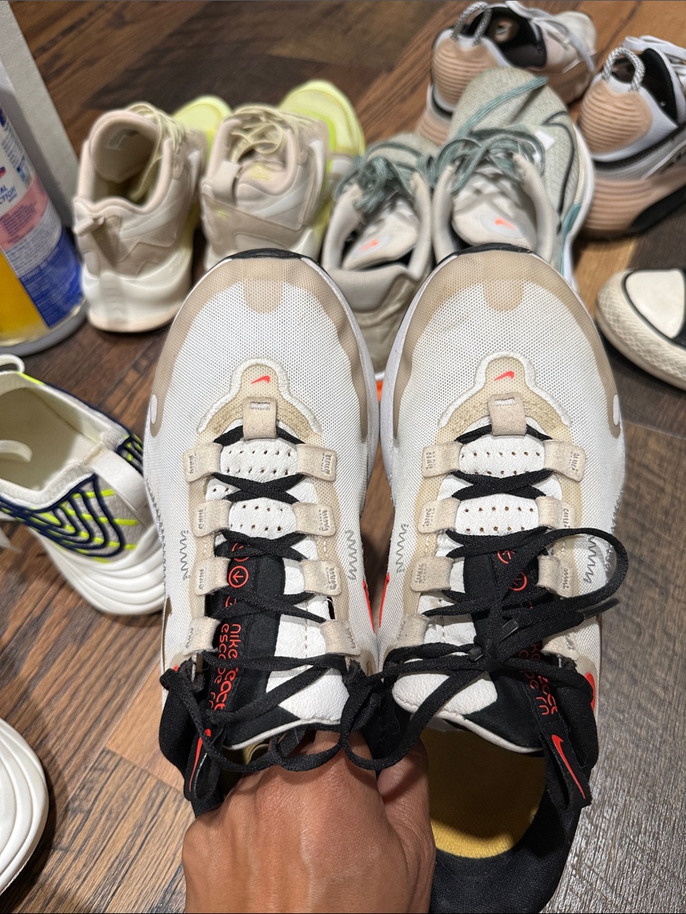 Nike React Beige, White and Black Athletic Sneakers